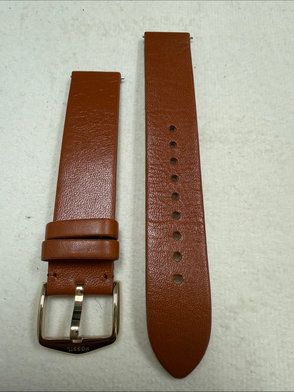 Fossil Tan Brown Leather Watch Strap With Gold Buckle 18mm